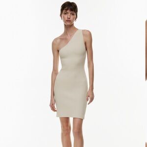 Babaton Aritzia Sculpt Knit Seven Mini Dress Matte Pearl Size Medium NWT